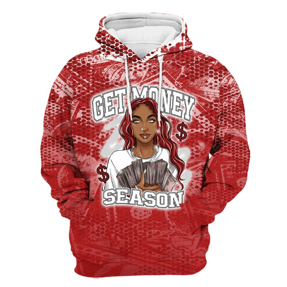 Hoodie To Match Red Taxi 12s - Get Moneys Season Banknote All Over Print
