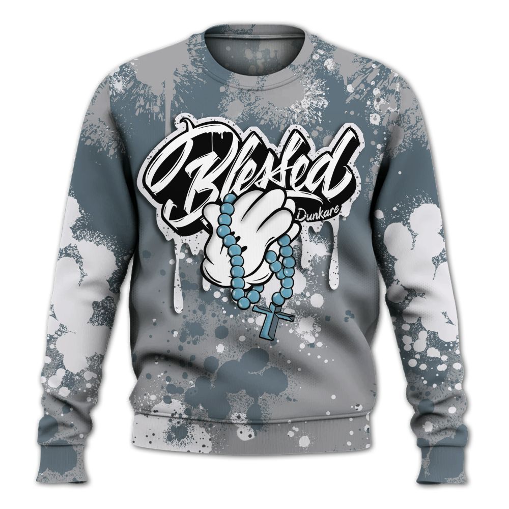 Sweatshirt To Match Retro Light Graphite Wolf Grey 5s - God Blessed Ink Drip All Over Print