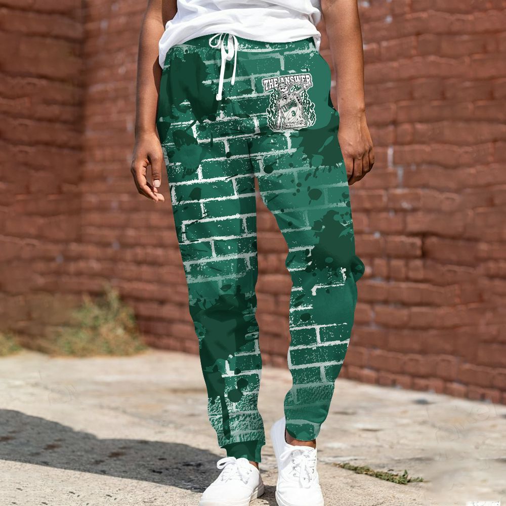 Sweatpant To Match Oxidized Green 4s - Allen Answer Skeleton Brick All Over Print