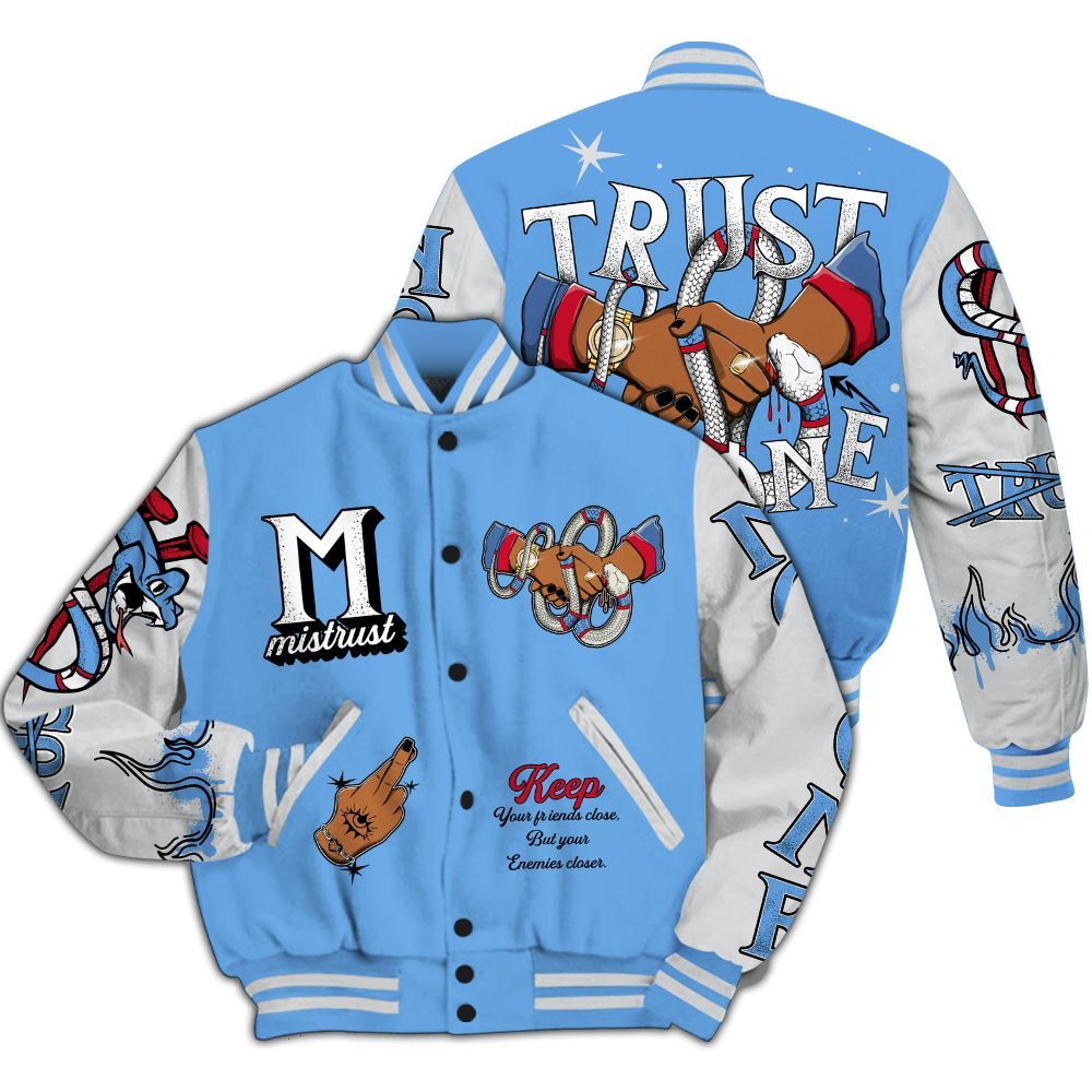 Varsity Jacket To Match University Blue 6s - Trust No One Snake-Bite Street Style All Over Print