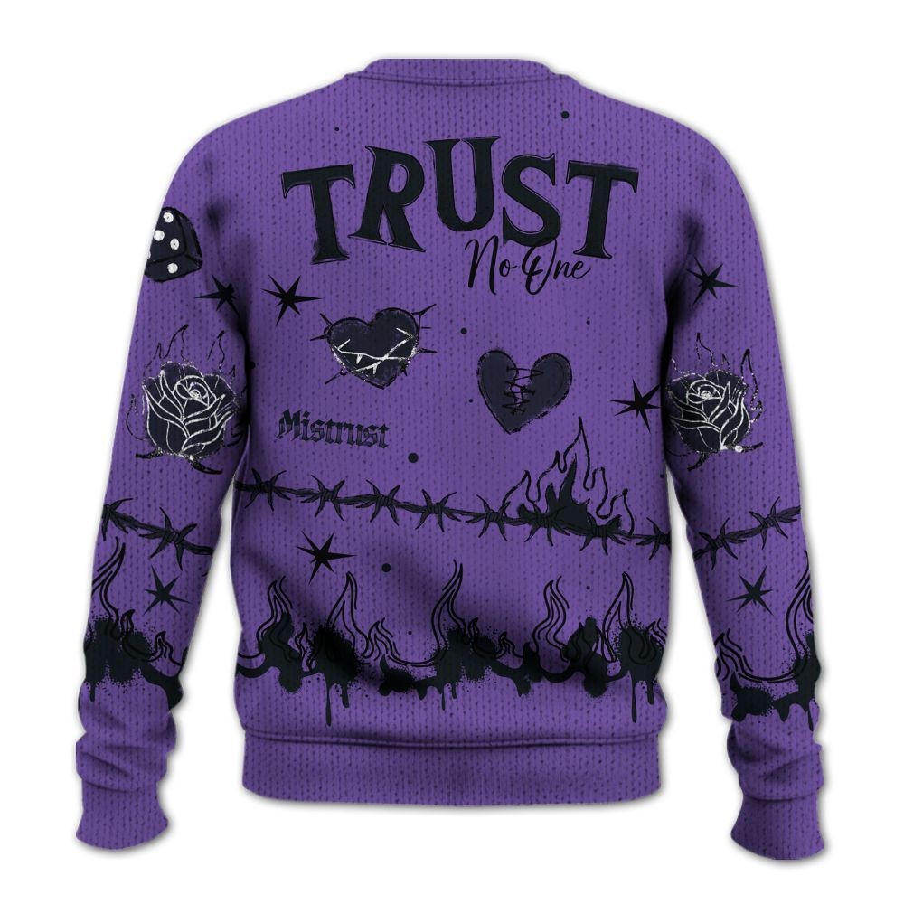 Knitted Sweater To Match Canyon Purple 4s - Trust No One Snake-Bite Doodle Crayon