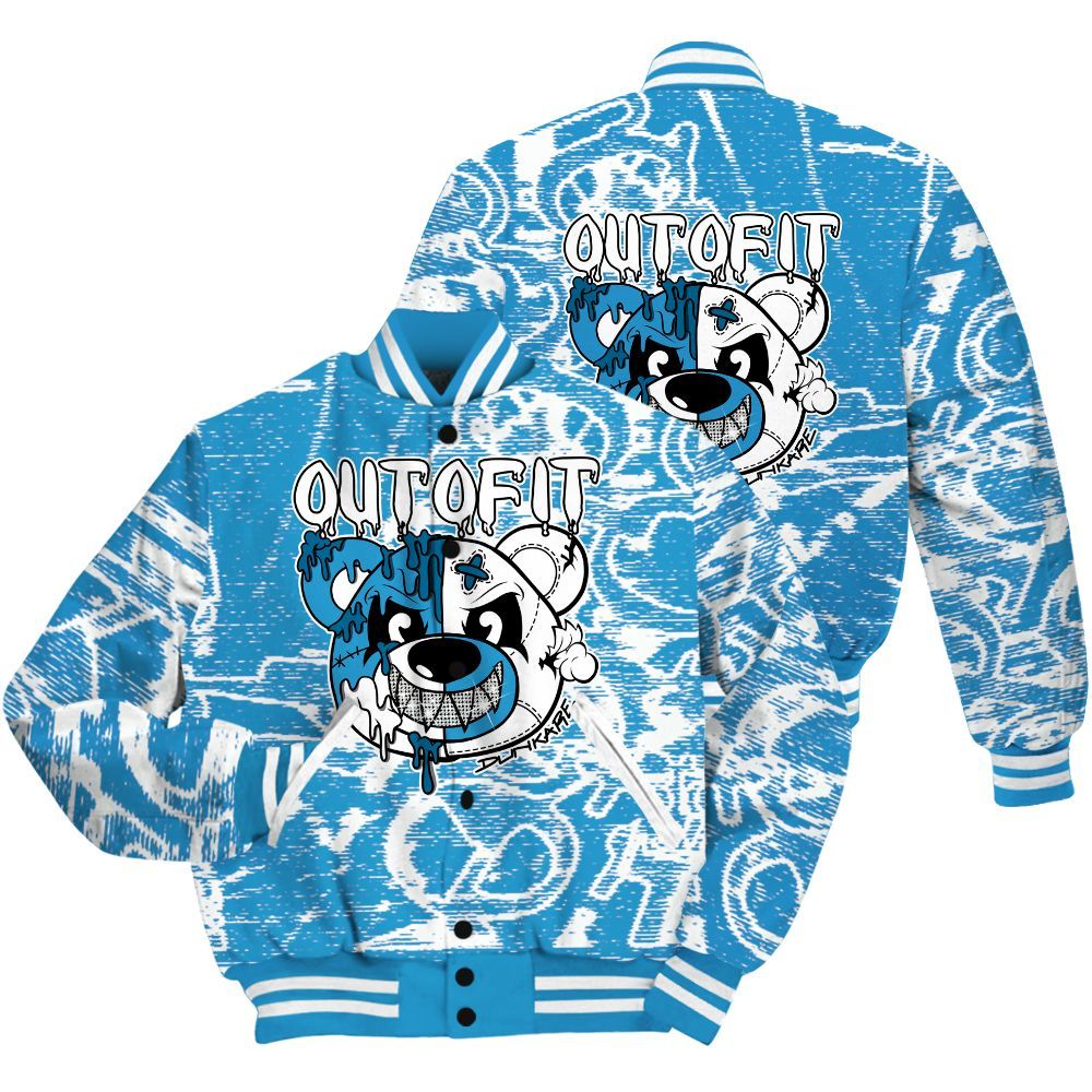Varsity Jacket To Match Powder Blue 9s Shirt - Out Of It Bear Avant-Garde All Over Print