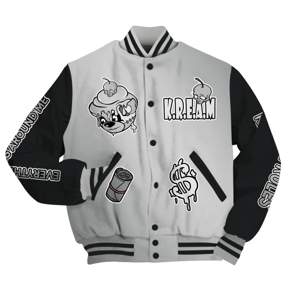 Varsity Jacket To Match Metallic Silver 14s - Loot Bear All Over Print