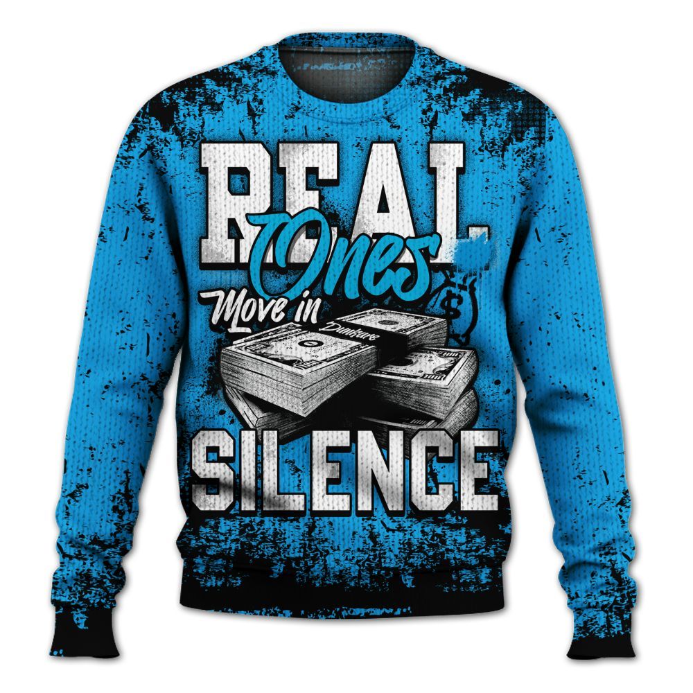 Knitted Sweater To Match Black University Blue 2022 13s - Move In Silence Money Street Retro