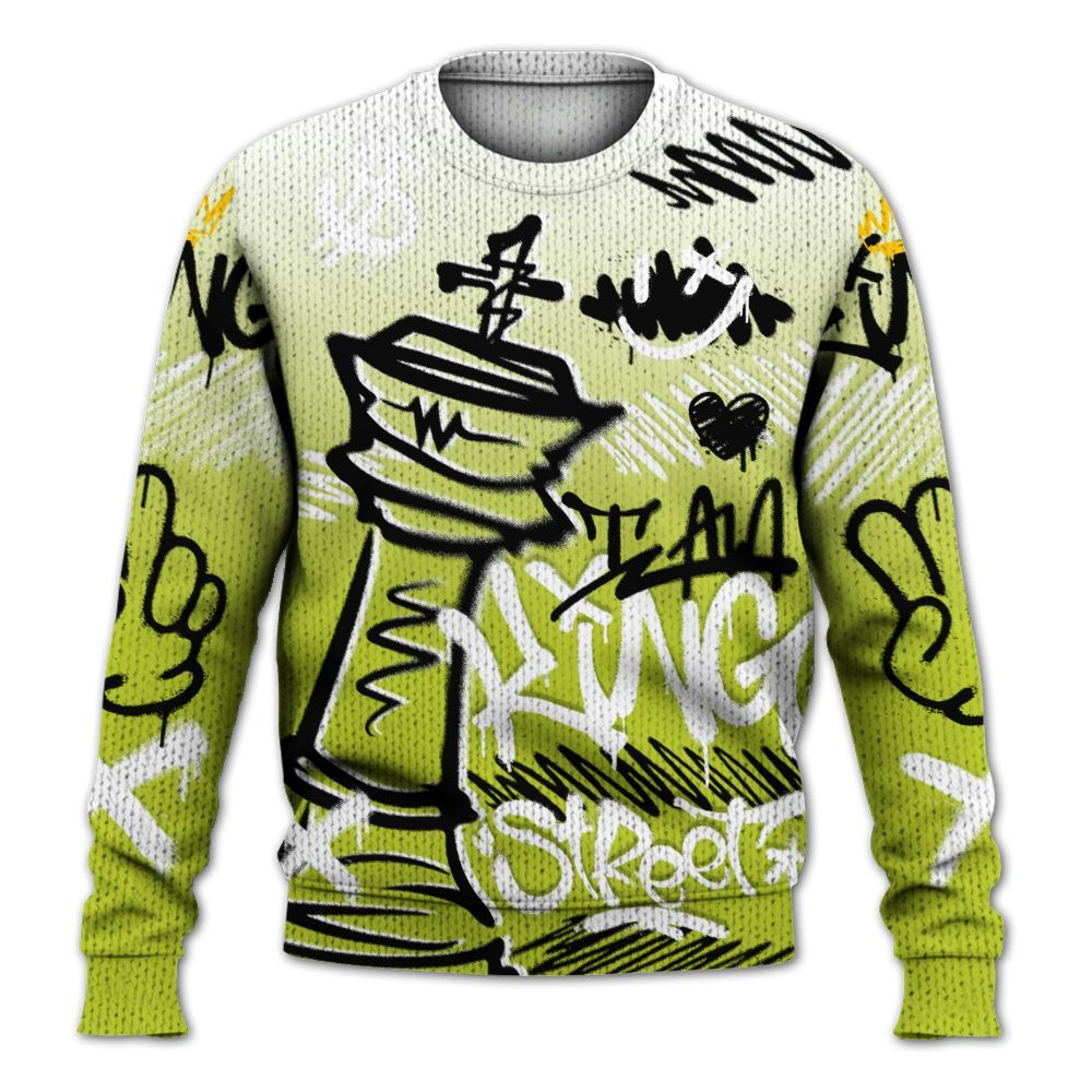 Knitted Sweater To Match Bright Cactus 13s - Street King Chess Streetwear
