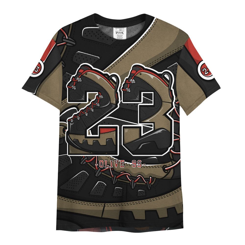 Shirt To Match Olive 9s - Number 23 Style 9s All Over Print