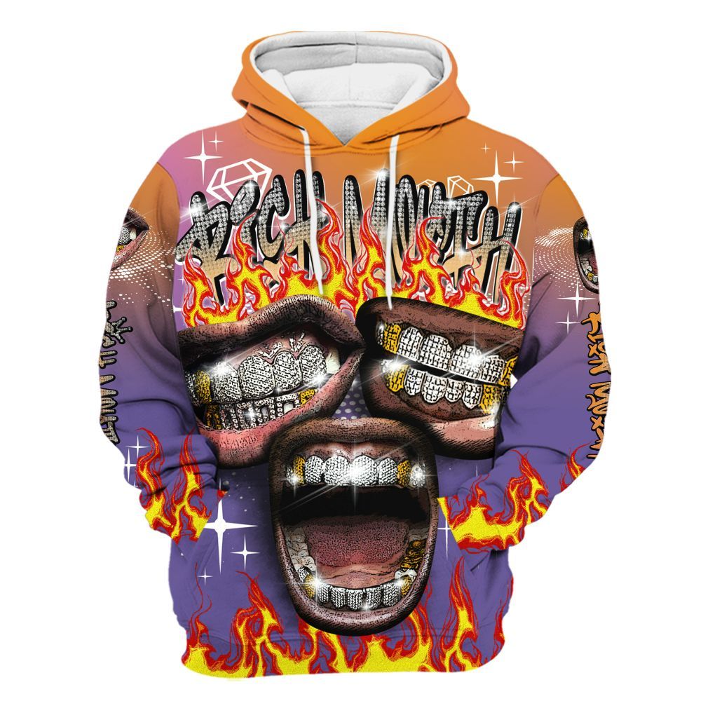 Hoodie To Match Book Sunset 1s - Rich Mouth Fire Rap Retro 90s All Over Print