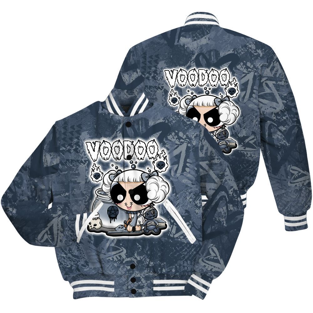 Varsity Jacket To Match Low Diffused Blue 11s Shirt - Voodooz Heart Grunge All Over Print