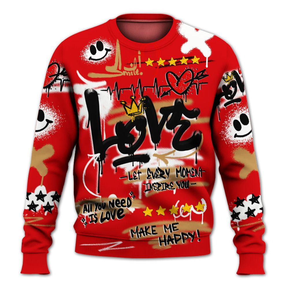 Dunkare Kobe 5 Red Year Of The Mamba Shirt, Happy Love Beats Graffiti Streetwear All Over Print Unisex Sweatshirt