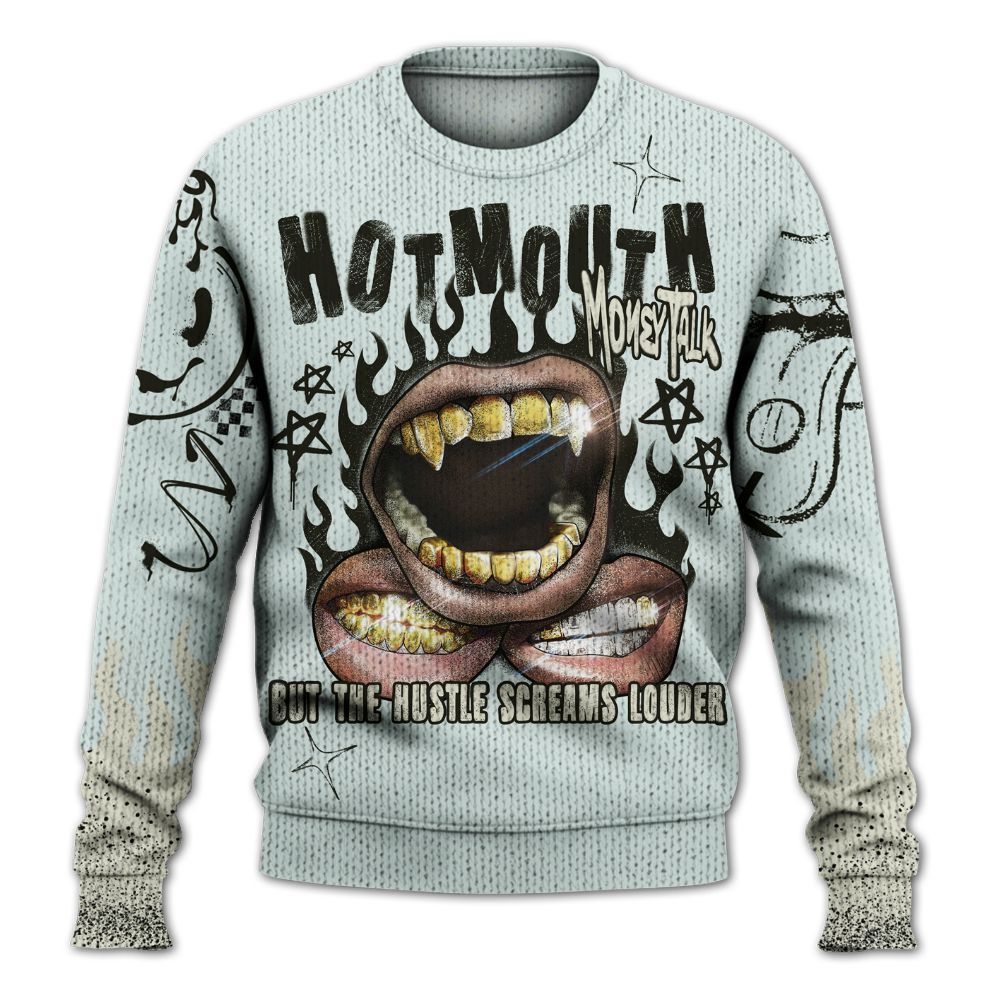 Knitted Sweater To Match Pure Platinum 4s - Mouth Burning Street Style
