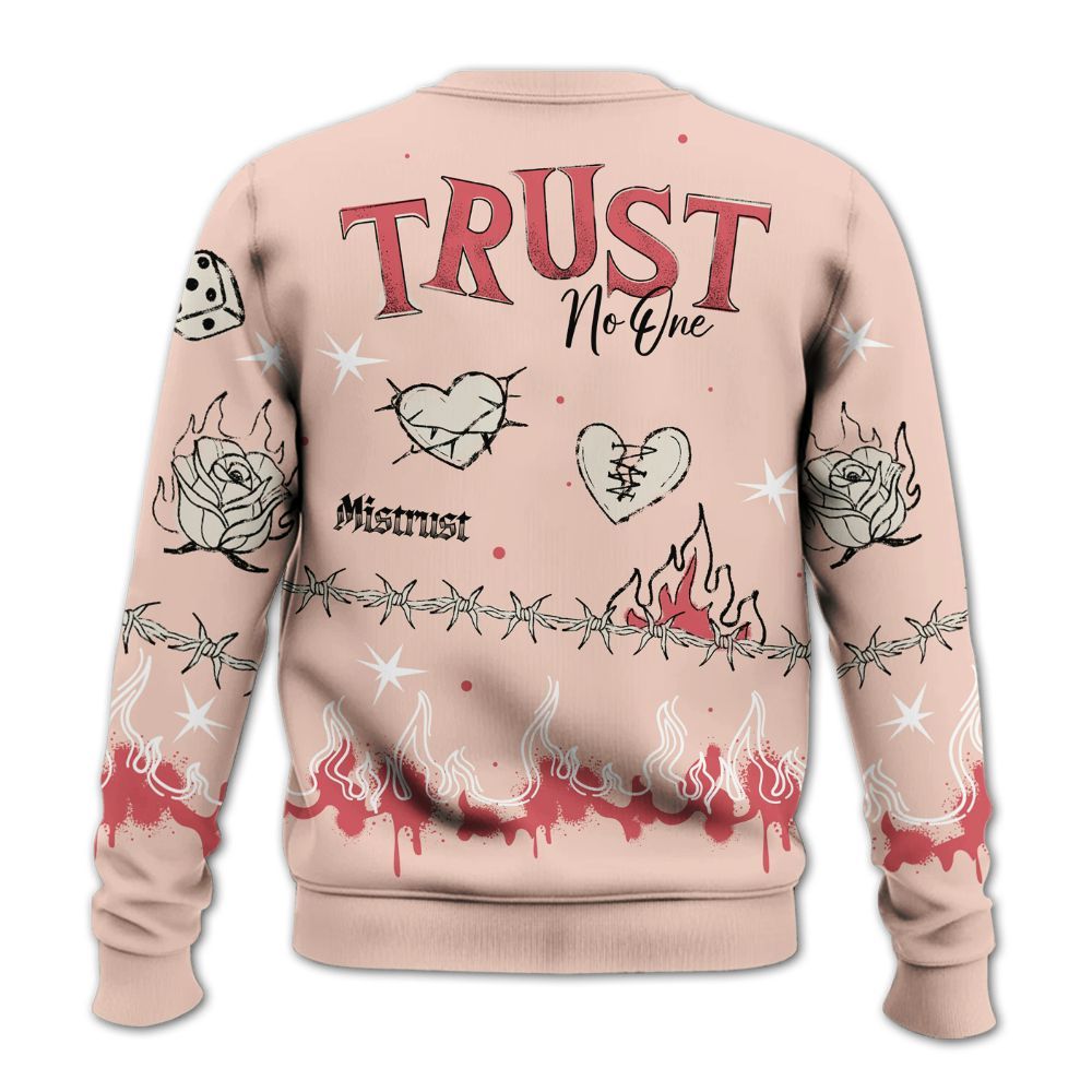 Sweatshirt To Match Washed Coral 2s Shirt, Trust No One Snake-Bite Doodle Crayon All Over Print