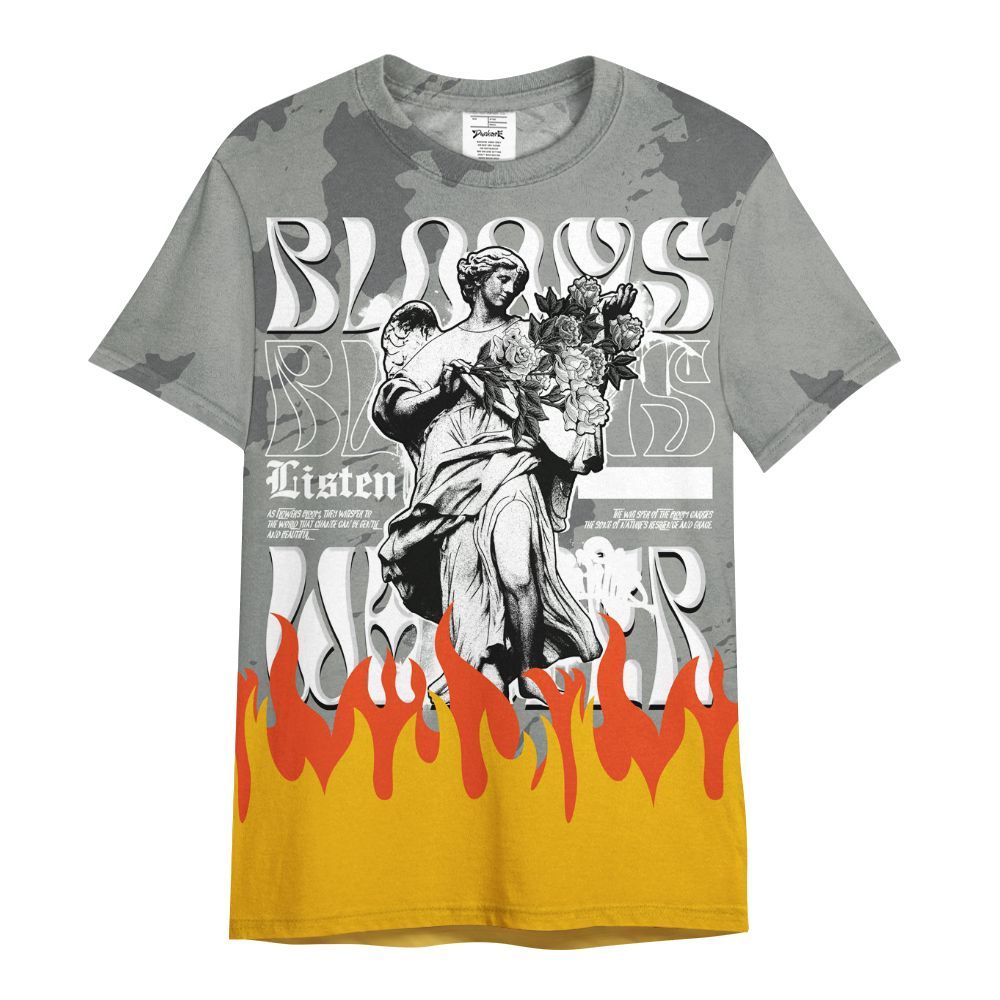Shirt To Match Paris Cement Grey 4s - Blooms Whisper Retro All Over Print