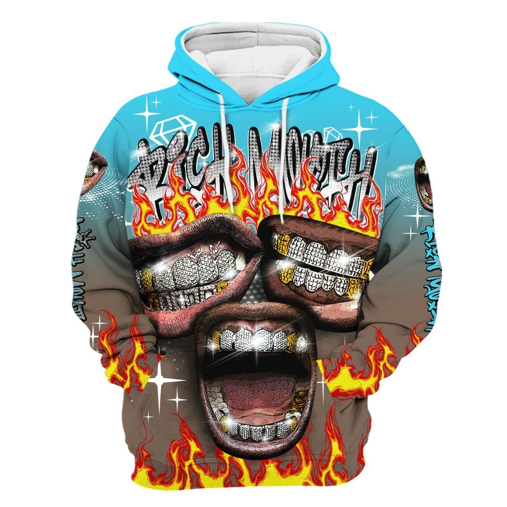 Hoodie To Match Olive Concord 9s - Rich Mouth Fire Rap Retro 90s All Over Print