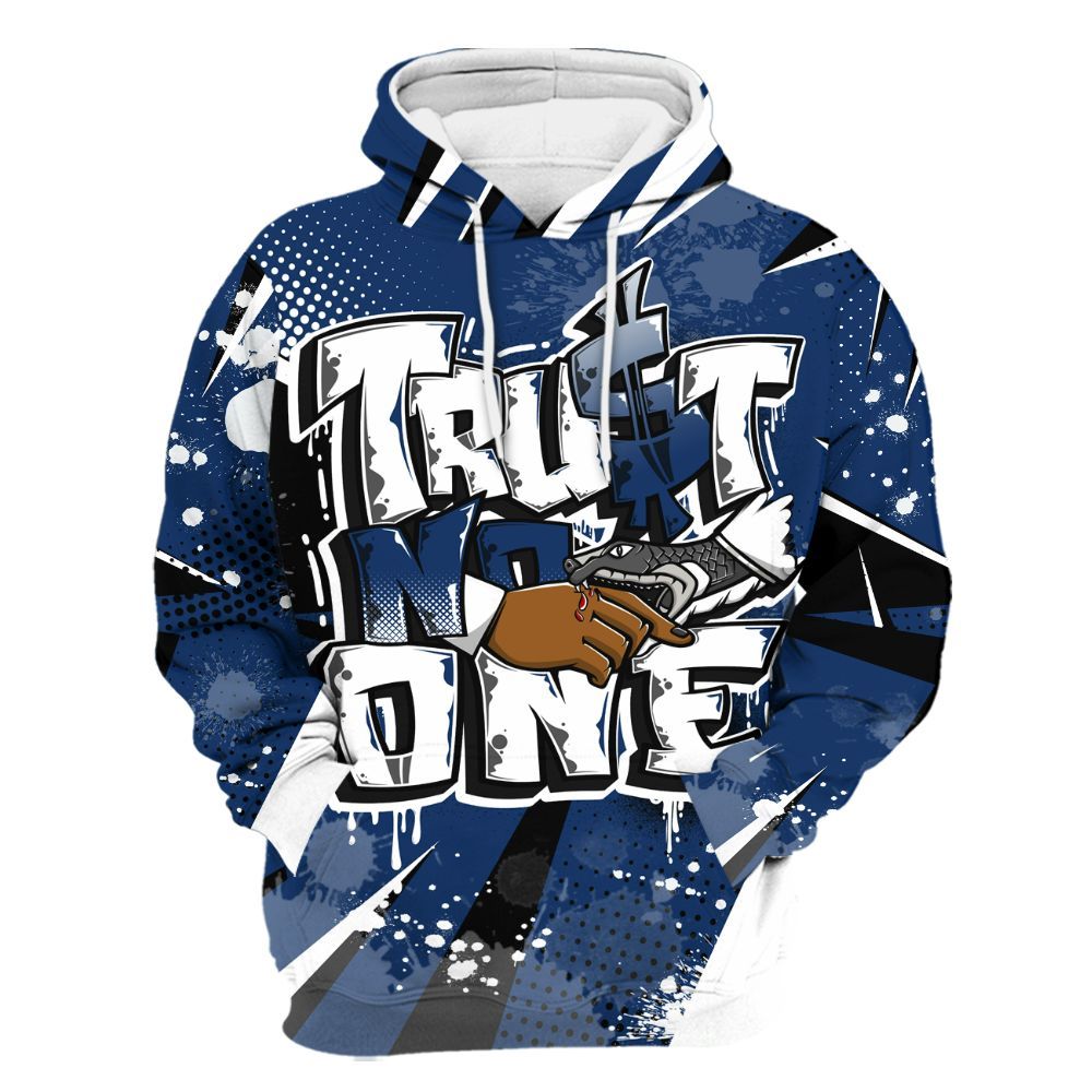 Hoodie To Match High OG Deep Royal Blue 1s - Poly Trust No One Dripping All Over Print