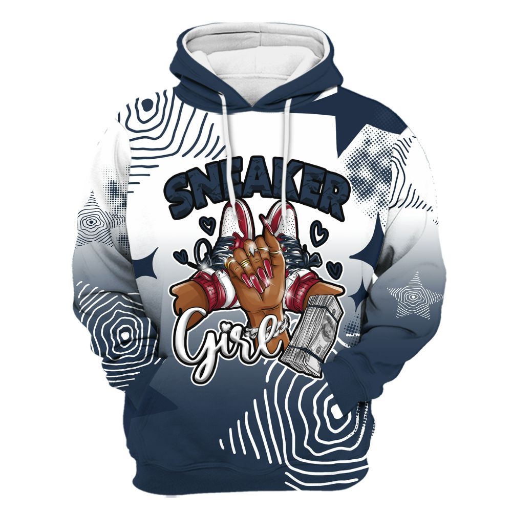Hoodie To Match White Midnight Navy 6s - Sneakerz Girlz Unique Starz All Over Print