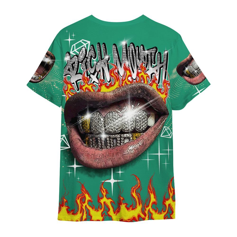 Shirt To Match Pine Green 4s - Rich Mouth Fire Rap Retro 90s All Over Print