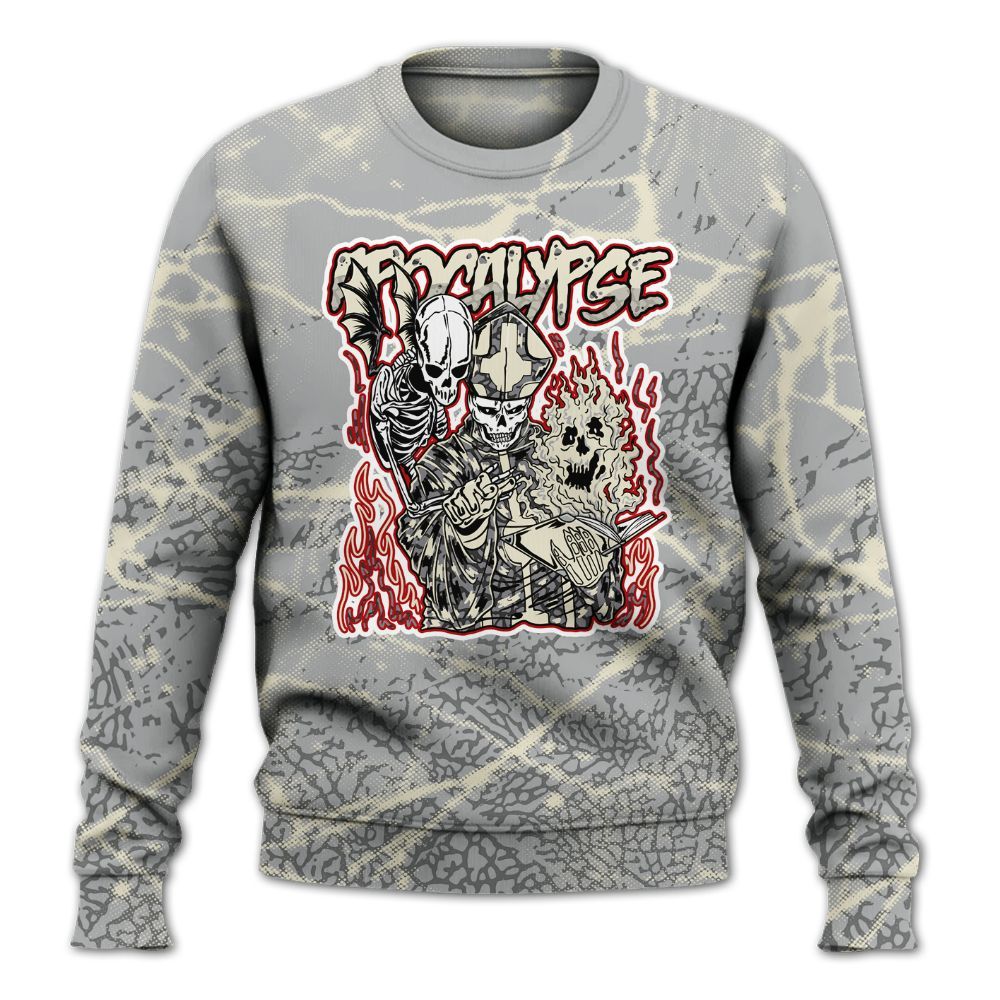 Sweatshirt To Match Cement Grey 3s - Apocalypse Skeleton Profound All Over Print
