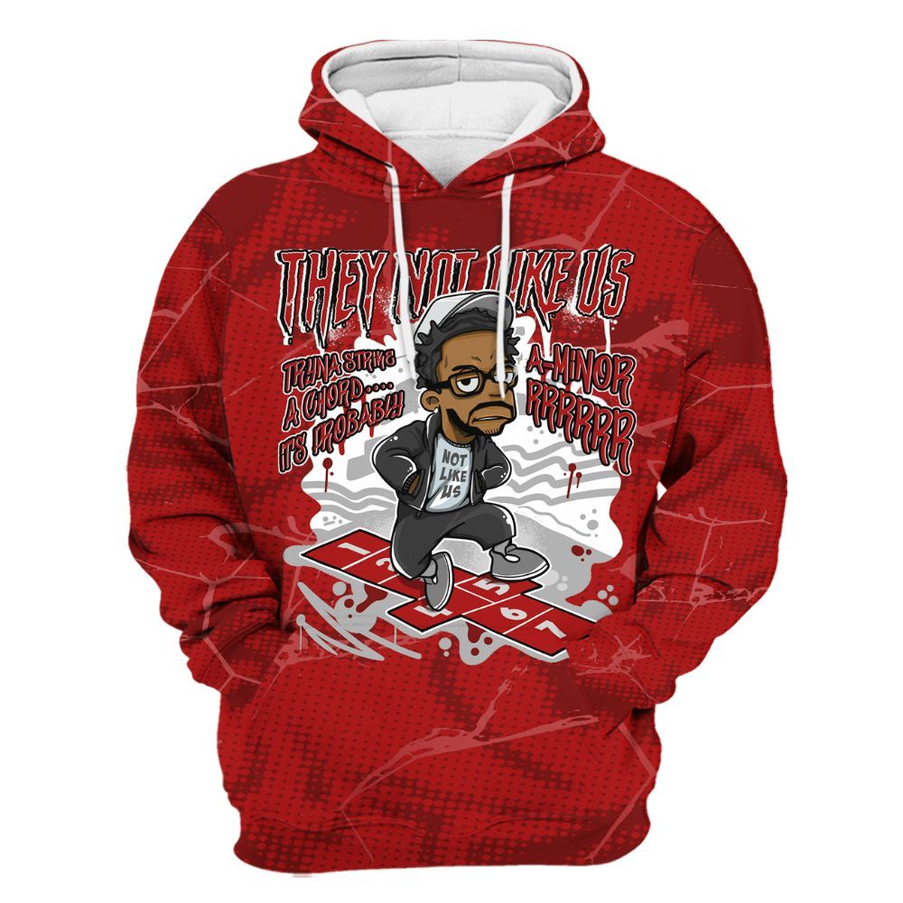 Hoodie To Match Red Taxi 12s - Hopscotch Dislike Us Graphic Crack All Over Print