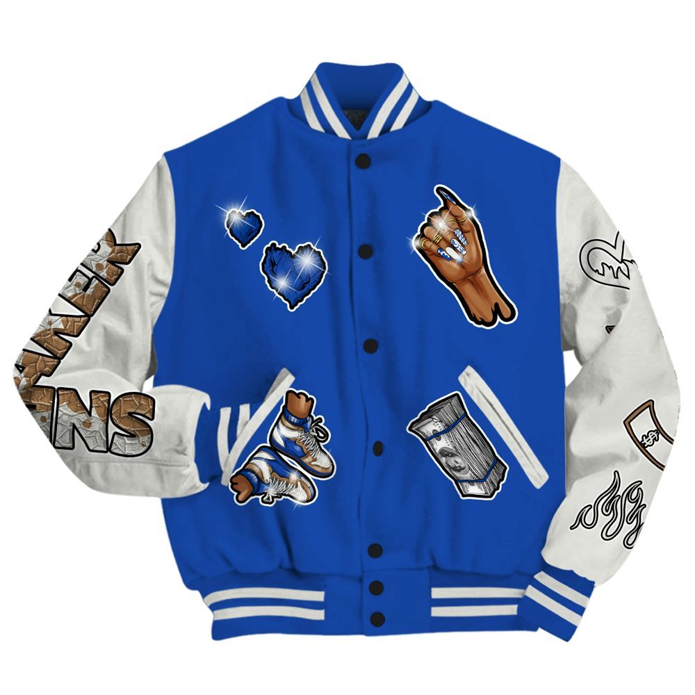 Varsity Jacket To Match Dunk High Racer Blue - Sneakerz Girlz All Over Print