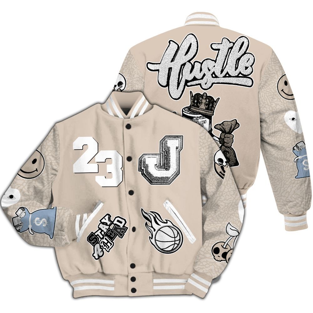 Varsity Jacket To Match Desert Sand 3s - Hustles Money Number 23 All Over Print