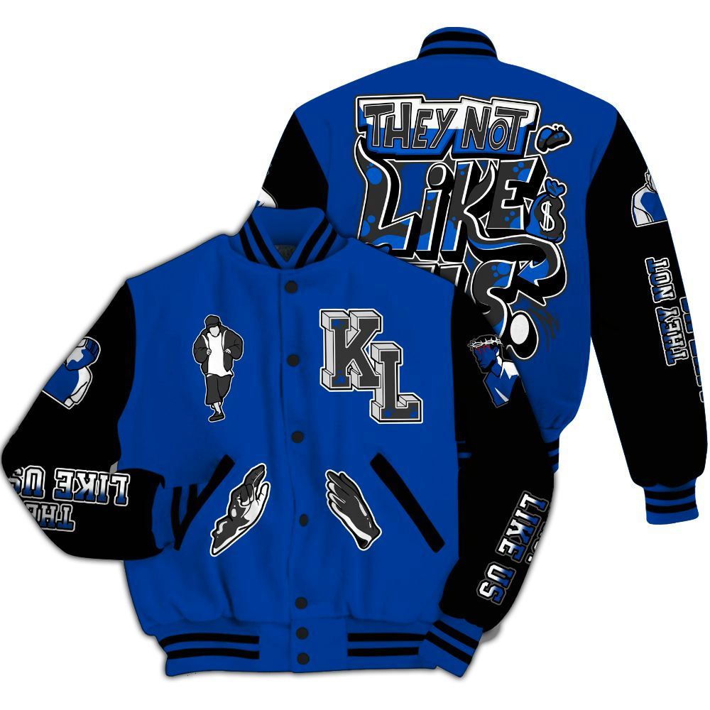 Varsity Jacket To Match Hyper Royal 12s - Dislike Us Graphic All Over Print