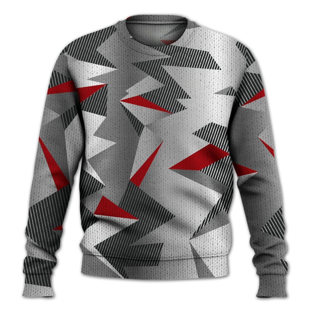 Knitted Sweater To Match Metallic Silver 14s - Geometric Camouflage Pattern