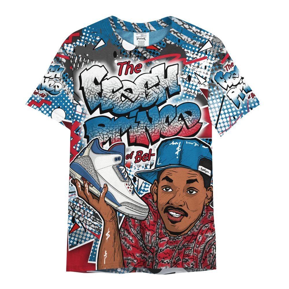 Shirt To Match OG True Blue 3s - Fresh Sneaker 90s All Over Print