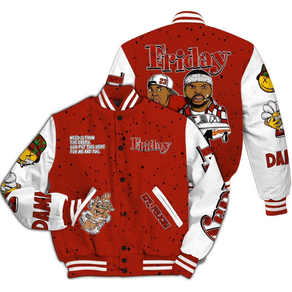 Varsity Jacket To Match Red Cement 4s - Friday Sneaker Stress Style All Over Print