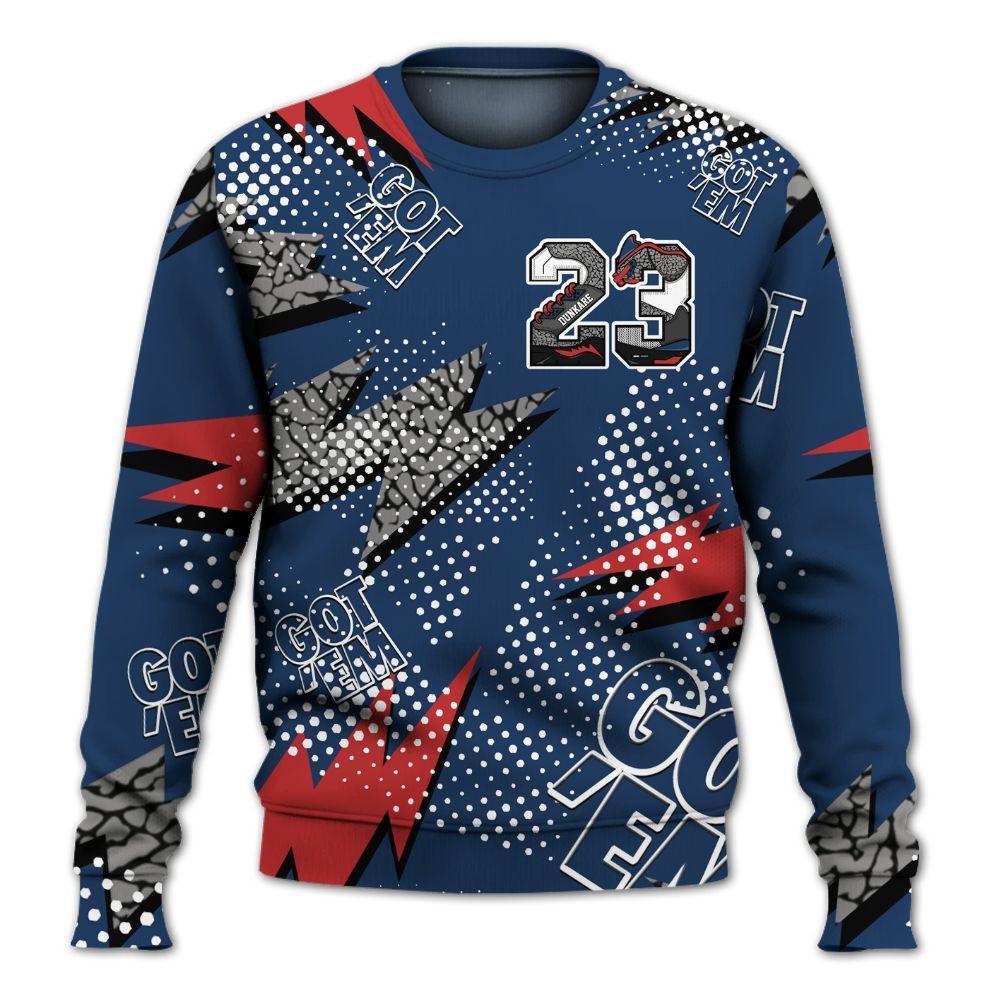 Sweatshirt To Match SP Sport Royal 3s - Custom Name Number 23 5s All Over Print