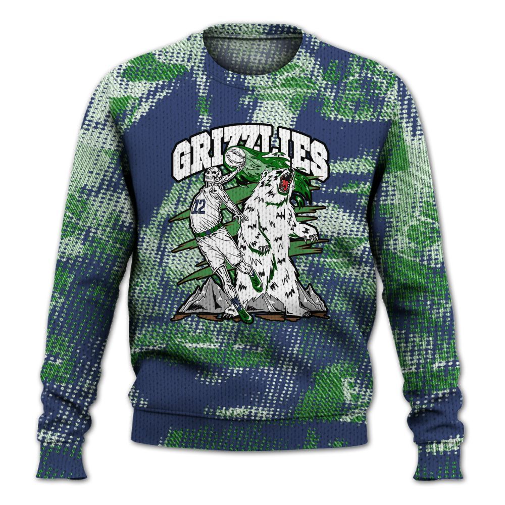 Knitted Sweater To Match Midnight Navy 13s - Grizzly Bear Skeleton Brown Sugar