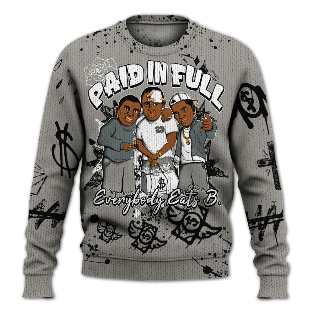 Knitted Sweater To Match Cool Grey 9s - Everybody Paid In Full Crayon