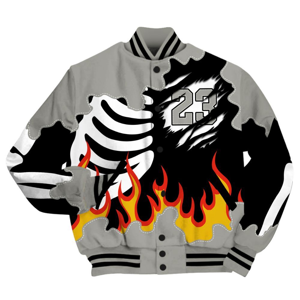 Varsity Jacket To Match High Satin Shadow 1s - Burning Skeleton 23 G.O.A.T All Over Print