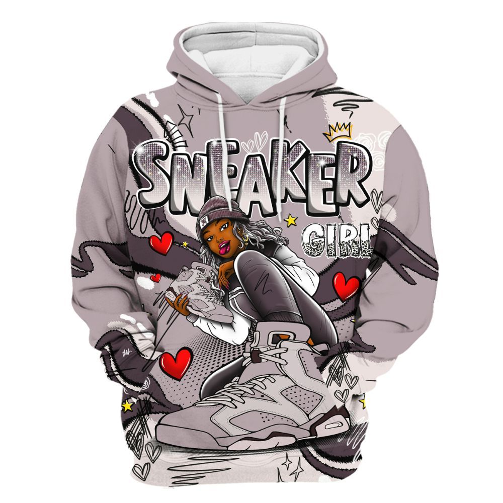 Hoodie To Match AMM Air Smokey Mauve 6s - Sneaker Girl With Shoes All Over Print
