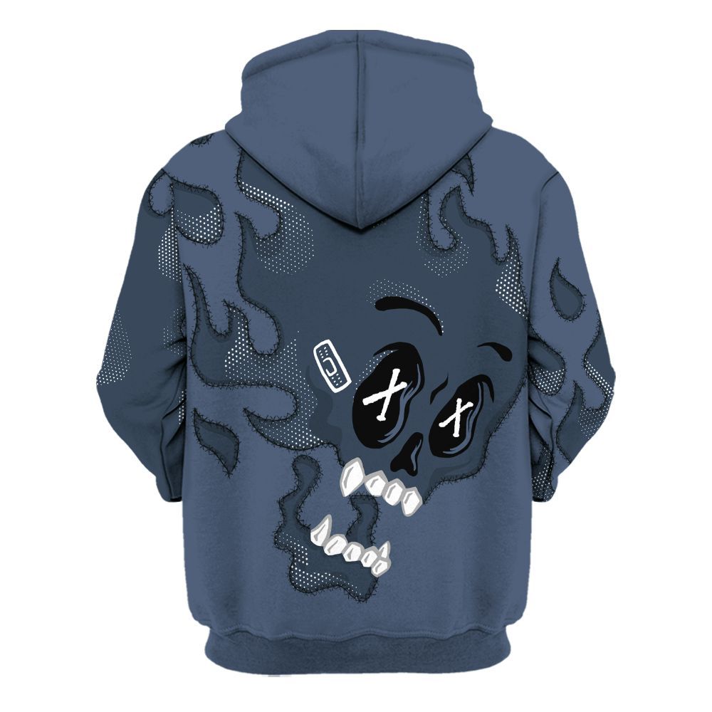 Hoodie To Match Low Diffused Blue 11s - All Hustle No Lucky Skull All Over Print