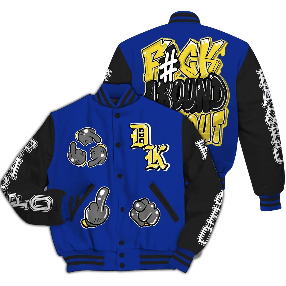 Varsity Jacket To Match Laney 14s - F Around Find Out Graphic All Over Print