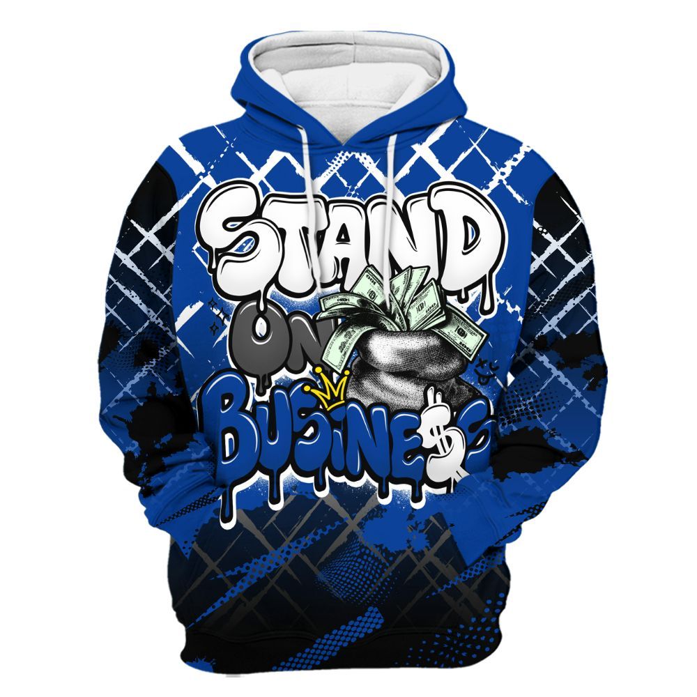 Hoodie To Match Hyper Royal 12s - Halftone Stand Business Dripping All Over Print
