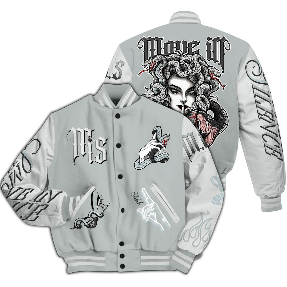 Varsity Jacket To Match Black Wolf Grey 12s - Girl Move In Silence All Over Print