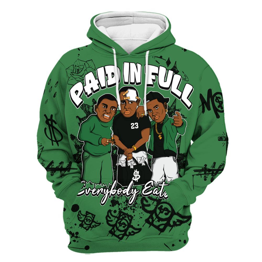 Hoodie To Match Lucky Green 1s - Everybody Paid In Full Crayon All Over Print