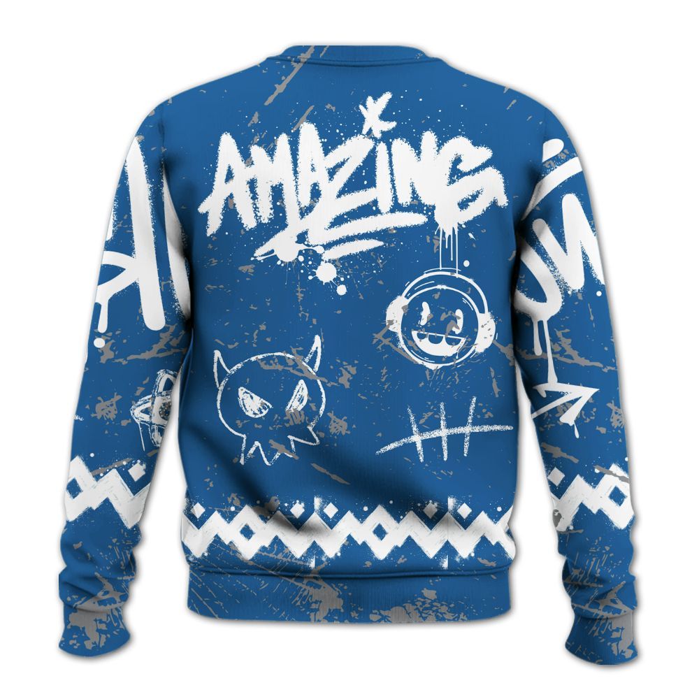 Sweatshirt To Match French Blue 13s - Friday Sneaker Crayon All Over Print