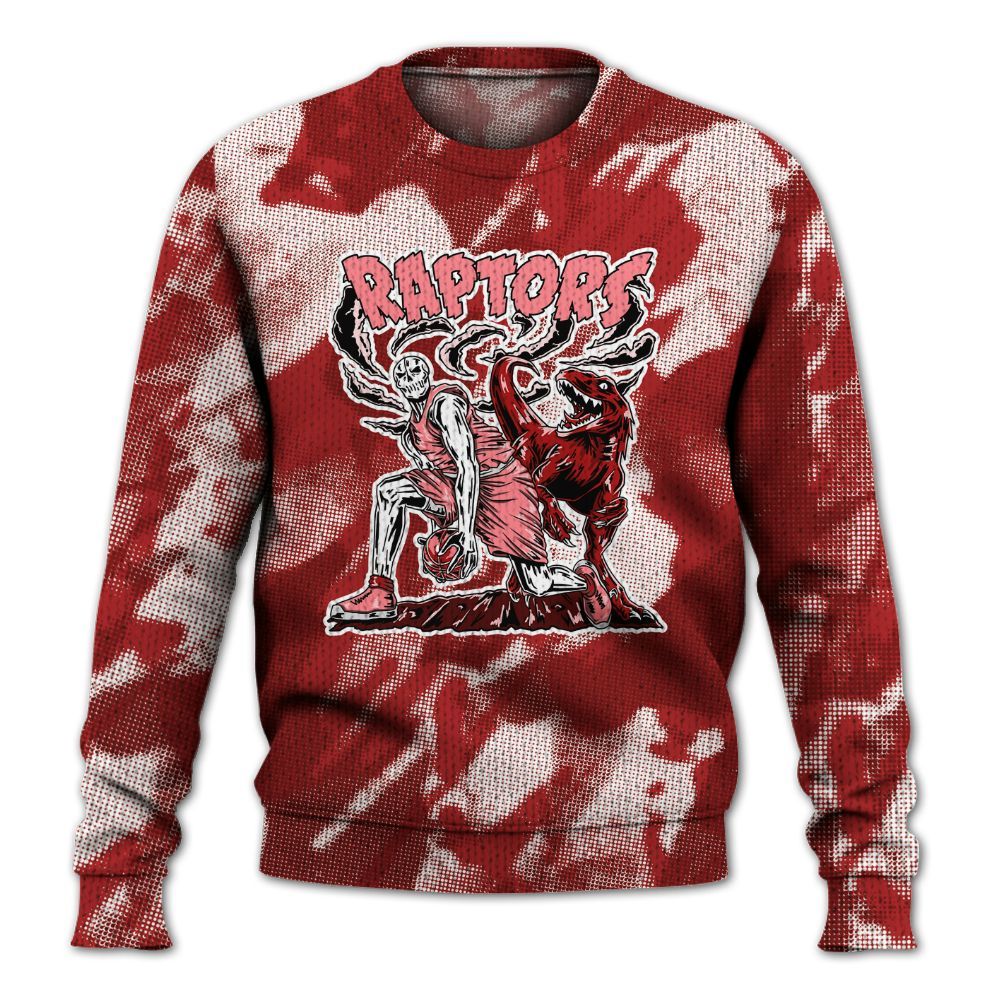 Knitted Sweater To Match Red Taxi 12s - Raptors Skeleton Abstract Halftone