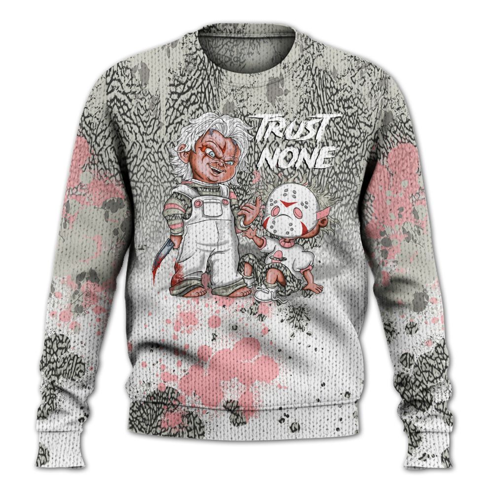 Knitted Sweater To Match Retro Wings 3s - Trust No One Scary