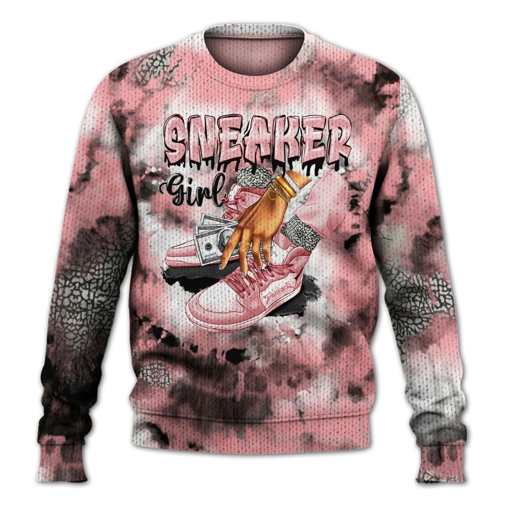 Knitted Sweater To Match Retro Wings 3s - SNEAKER Girl Money Drip Tie Dye