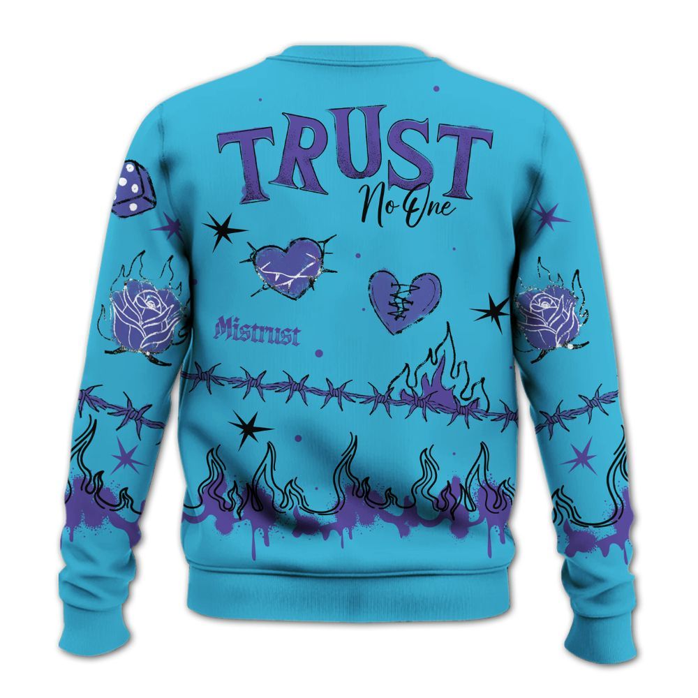 Sweatshirt To Match Retro Aqua 6s - Trust No One Snake-Bite Doodle Crayon All Over Print