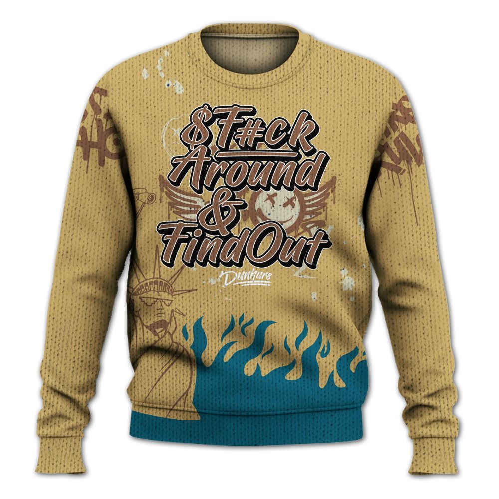 Knitted Sweater To Match Retro Cacao Wow 4s - Graphic Fck Around Find Out