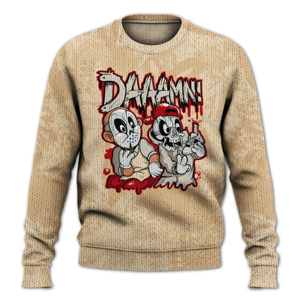 Knitted Sweater To Match Dunk Low Strawberry Waffle - Damn Shoe Graphic Heart Grunge