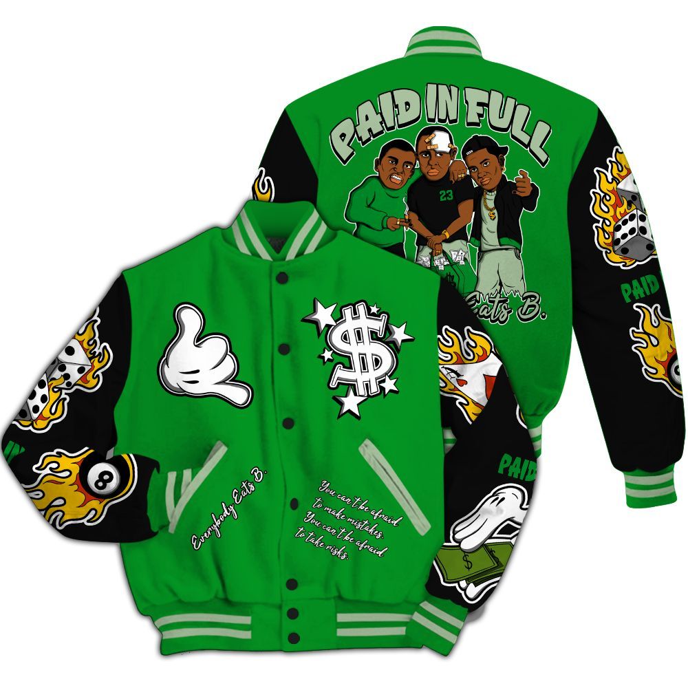 Varsity Jacket To Match Green Spark CJ1 T-Rex - Everybody Paid In Full Graphic All Over Print