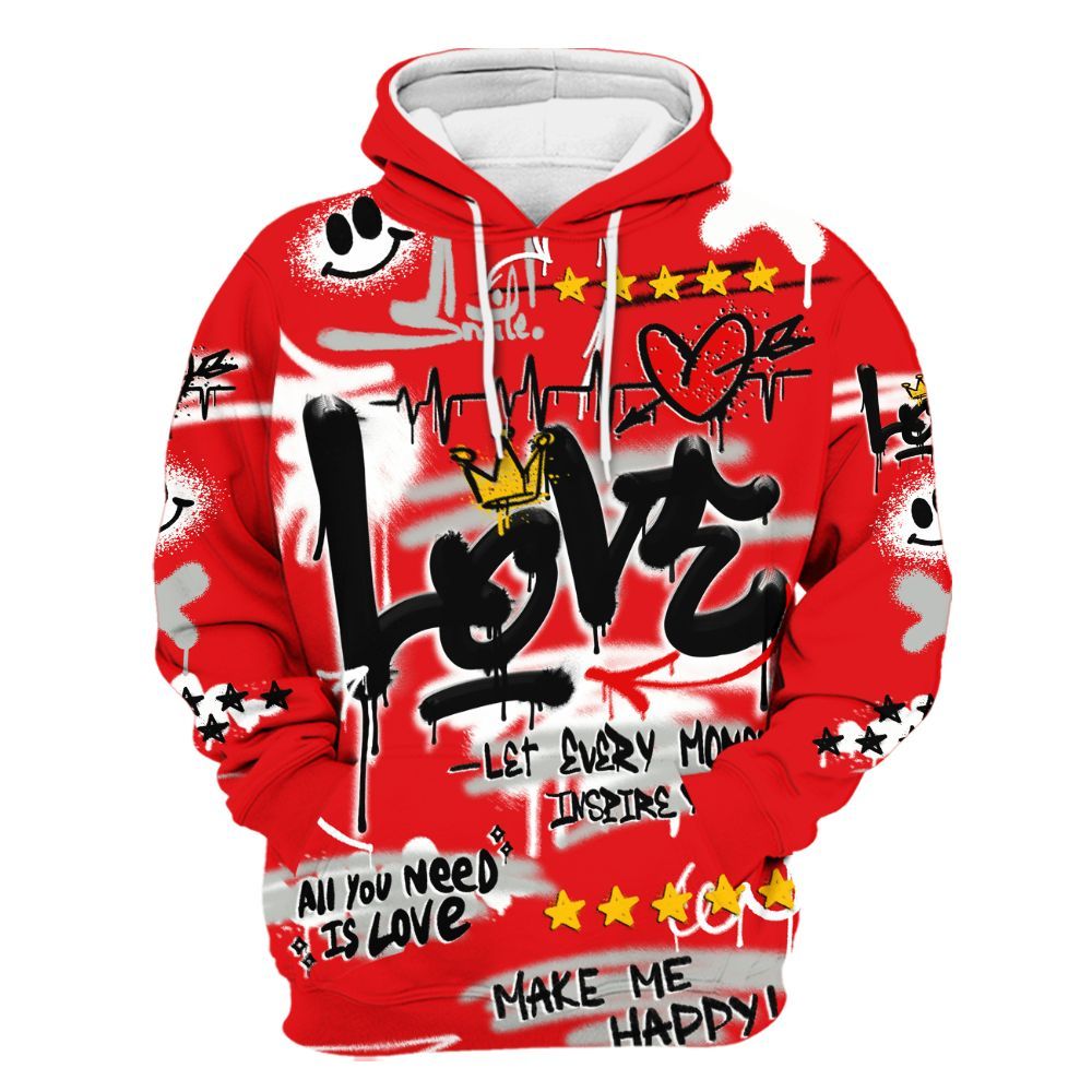 Hoodie To Match Air Max 1 86 Cosmic Clay - Happy Love Beats Graffiti Streetwear All Over Print