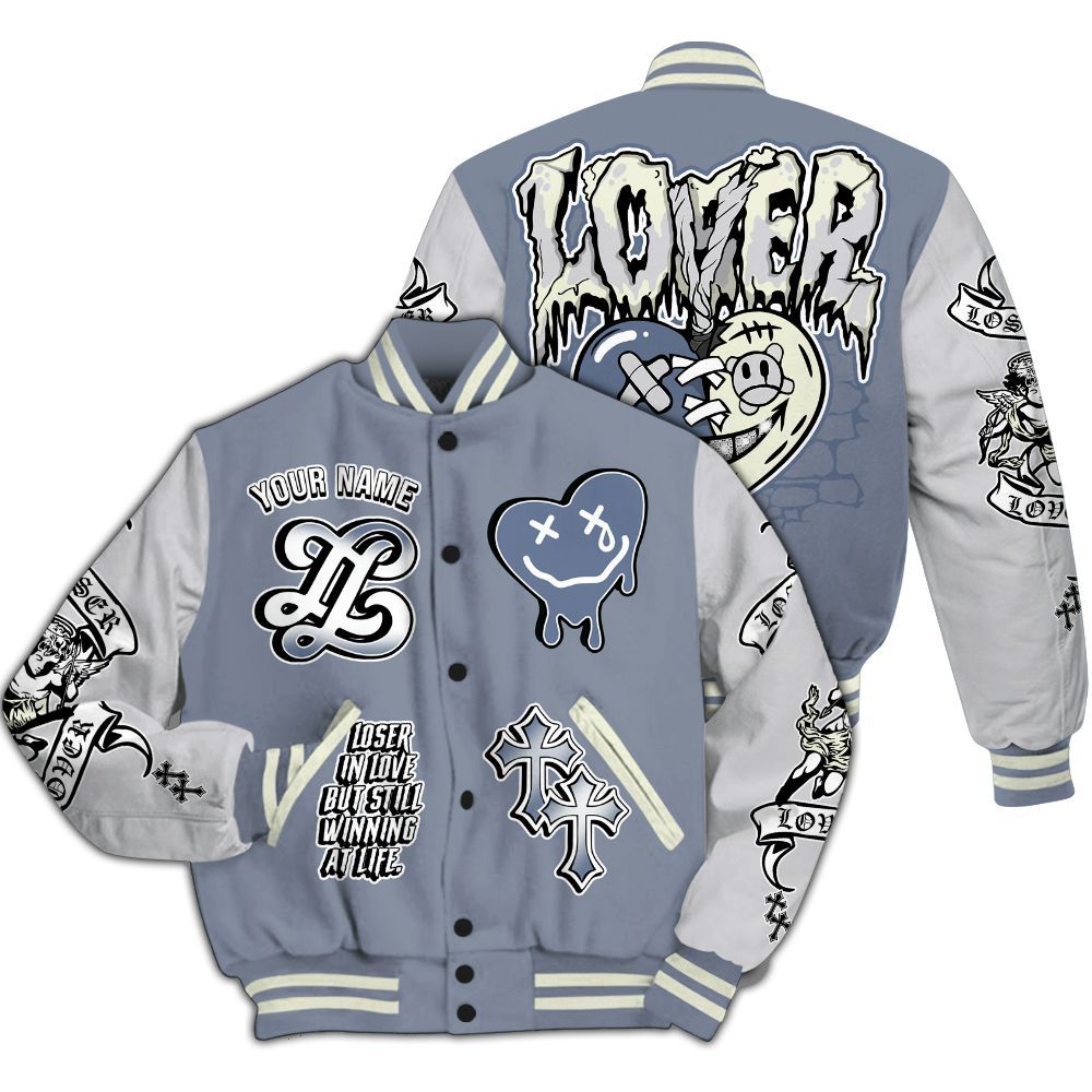 Varsity Jacket To Match Retro High OG Cool Grey 1s - Loser Lover All Over Print