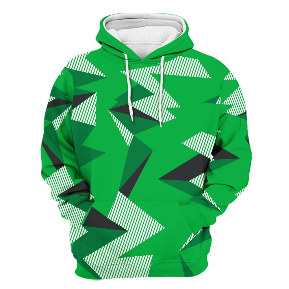 Hoodie To Match Lucky Green 5s - Geometric Camouflage Pattern All Over Print