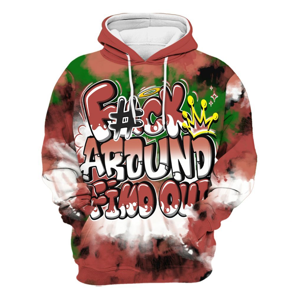 Hoodie To Match Dune Red 13s - Tie Dye FK Around Find Out All Over Print